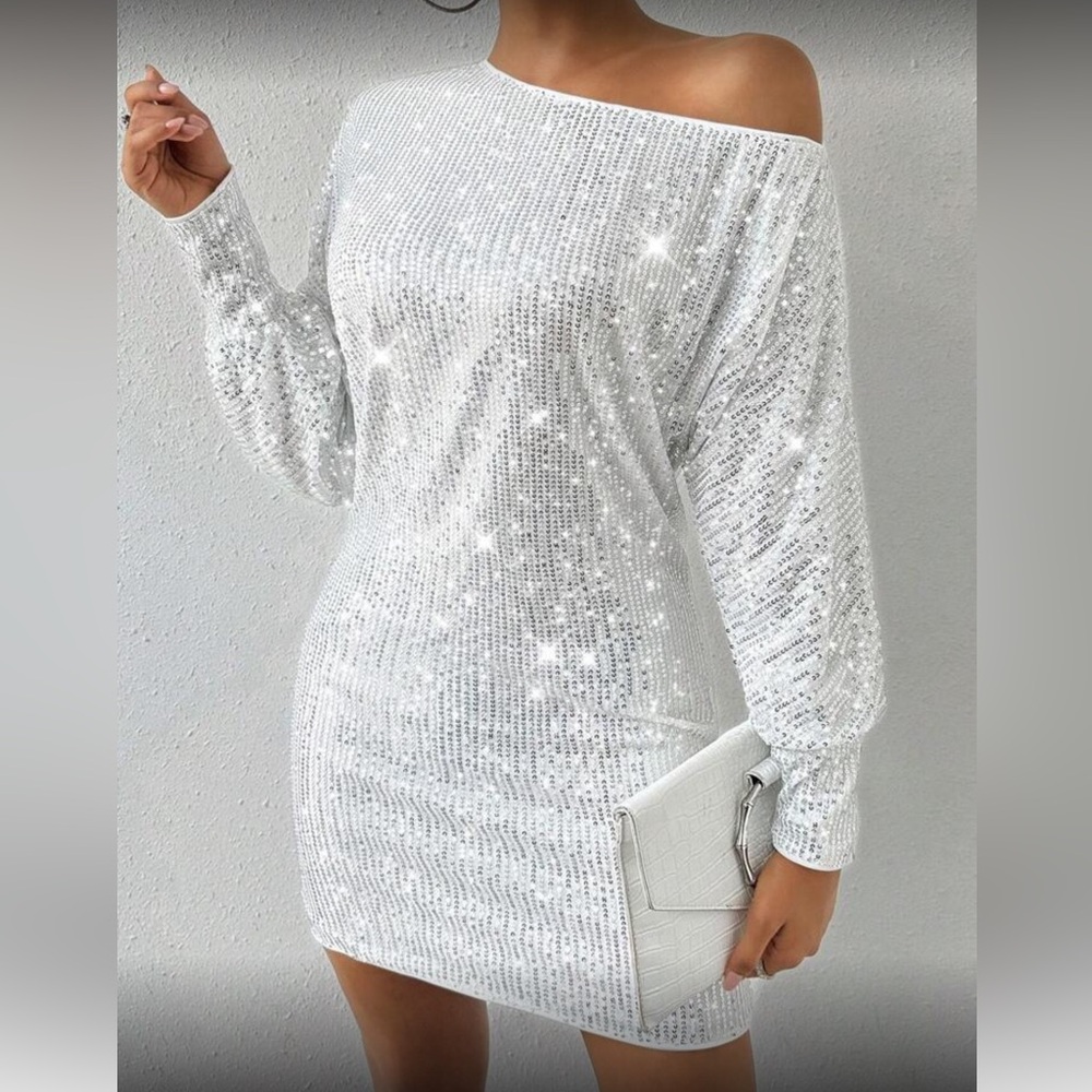 Elegant Silver Sequin Dress
